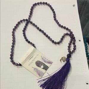 Purple Beaded Necklace with Tassel